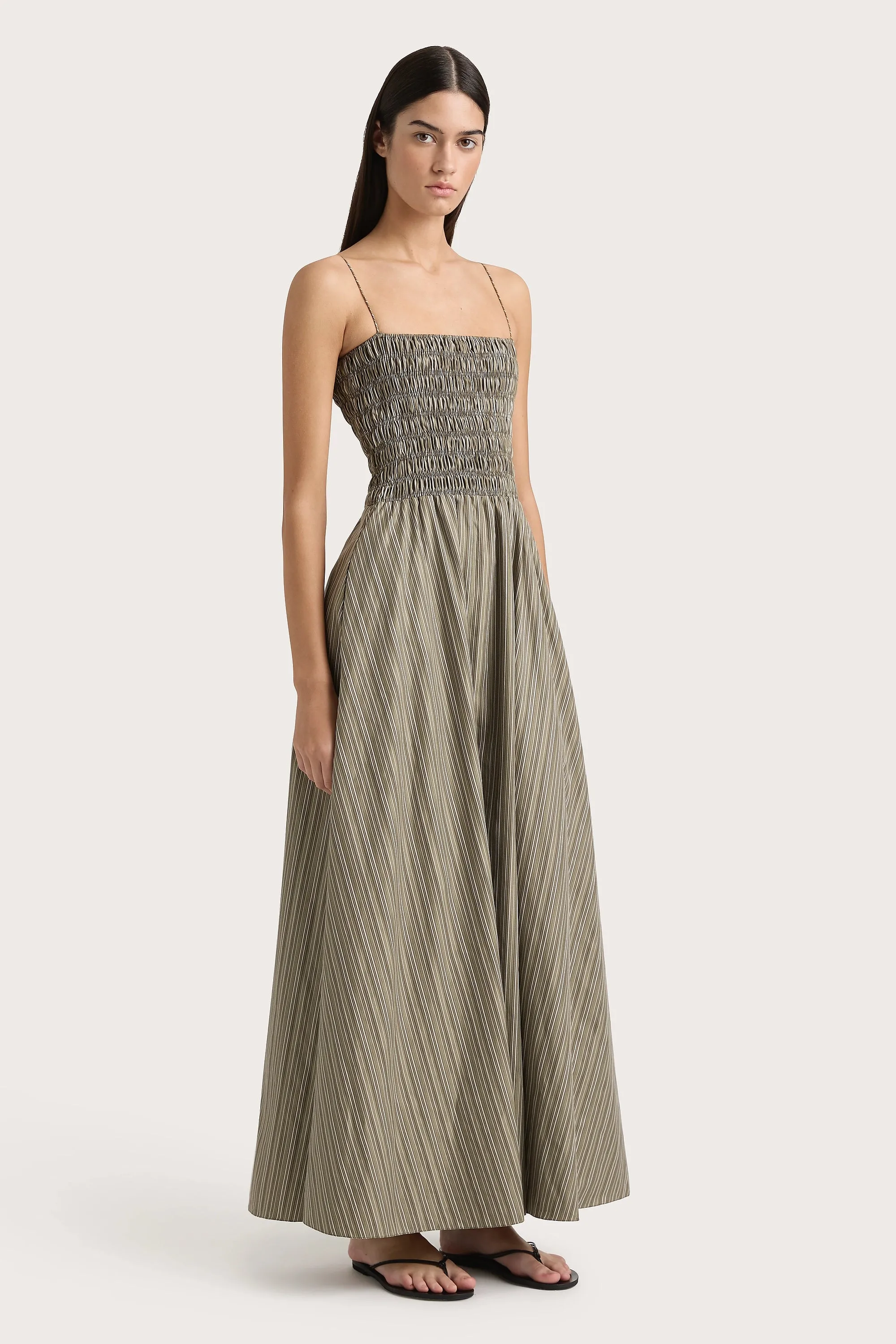 Lida Maxi Dress Khaki Stripe - Final Sale sold by Faithfull the Brand product image thumbnail 3