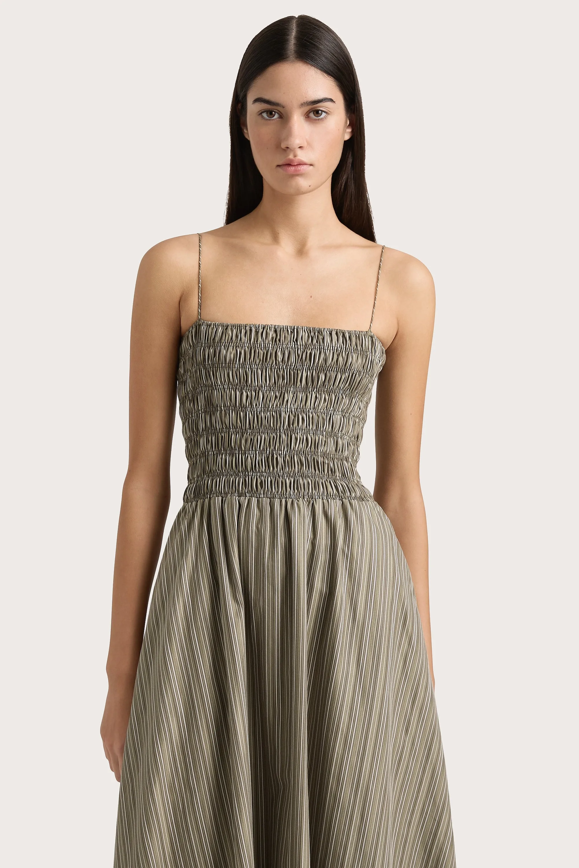 Lida Maxi Dress Khaki Stripe - Final Sale sold by Faithfull the Brand product image thumbnail 4