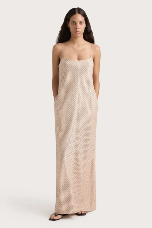 Elyna Maxi Dress Pinstripe Garnet Blush - Final Sale sold by Faithfull the Brand