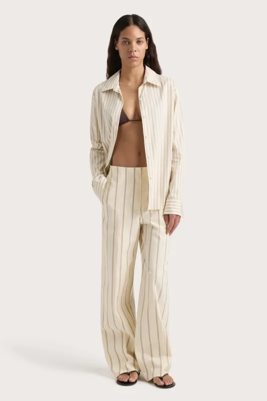 Maeve Stripe Trouser Shadow Stripe Butter - Final Sale sold by Faithfull the Brand