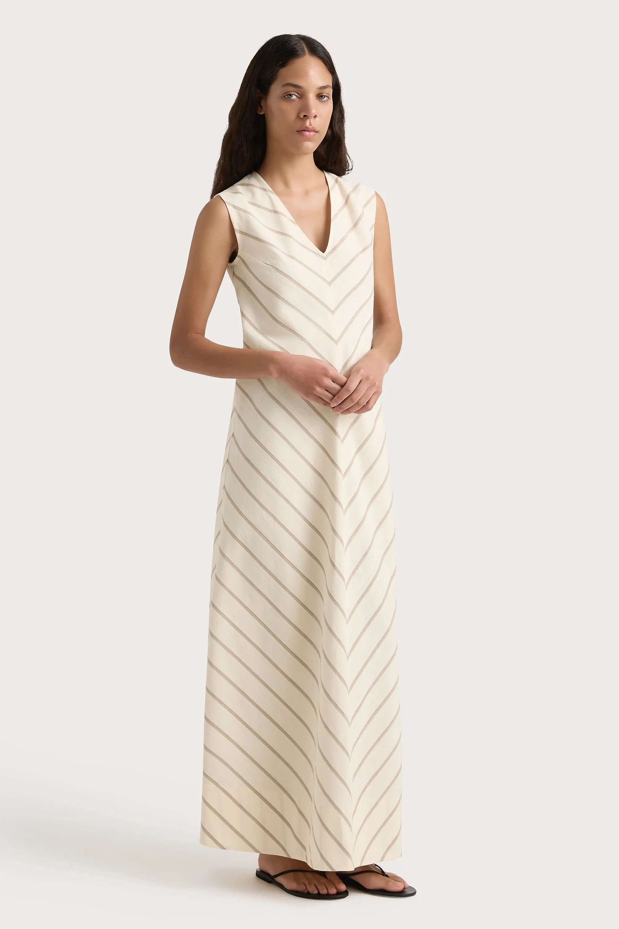 Marteret Stripe Midi Dress Shadow Stripe Butter - Final Sale sold by Faithfull the Brand product image thumbnail 3