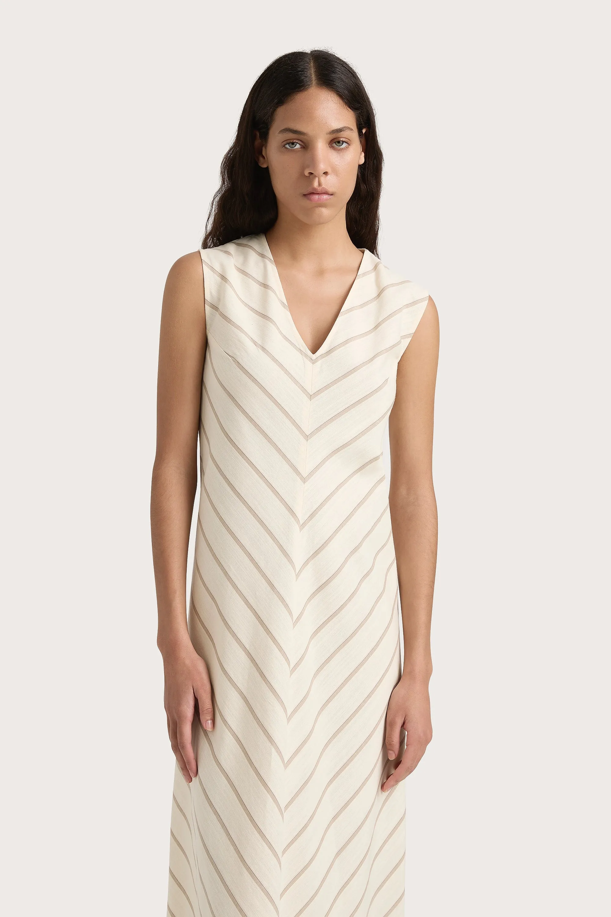 Marteret Stripe Midi Dress Shadow Stripe Butter - Final Sale sold by Faithfull the Brand product image thumbnail 4