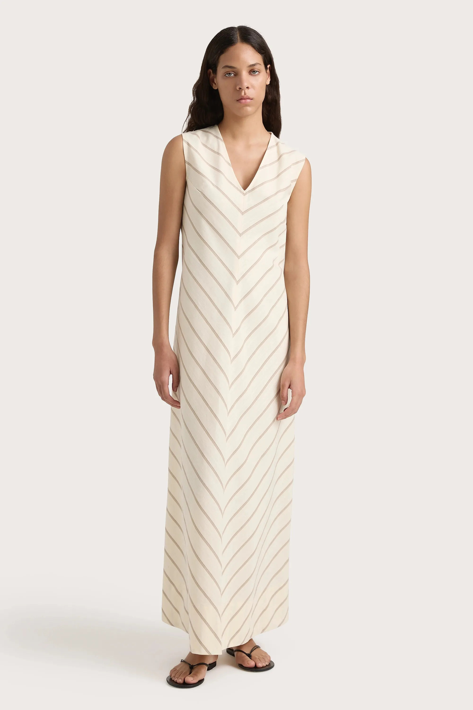 Marteret Stripe Midi Dress Shadow Stripe Butter - Final Sale sold by Faithfull the Brand