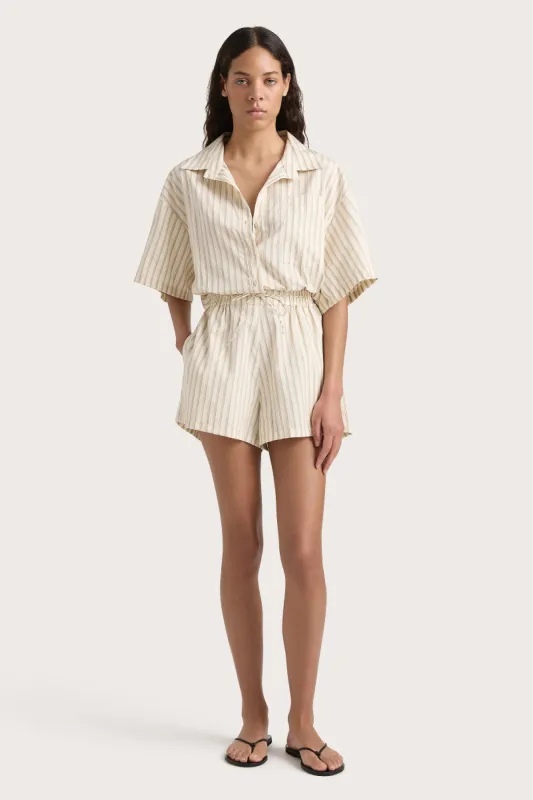 Faia Playsuit Shadow Stripe Butter - Final Sale sold by Faithfull the Brand