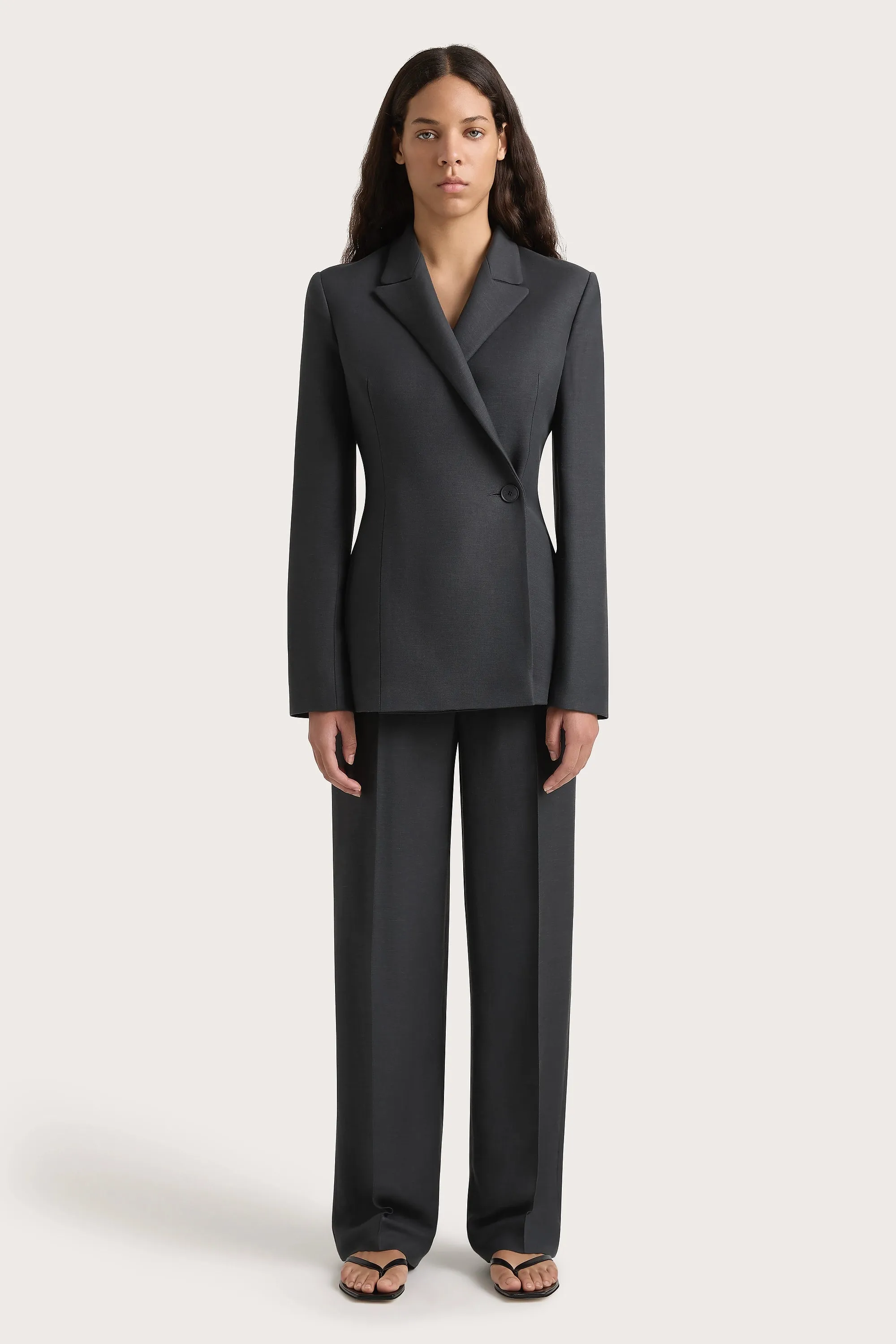 Enna Long Sleeve Blazer Charcoal sold by Faithfull the Brand