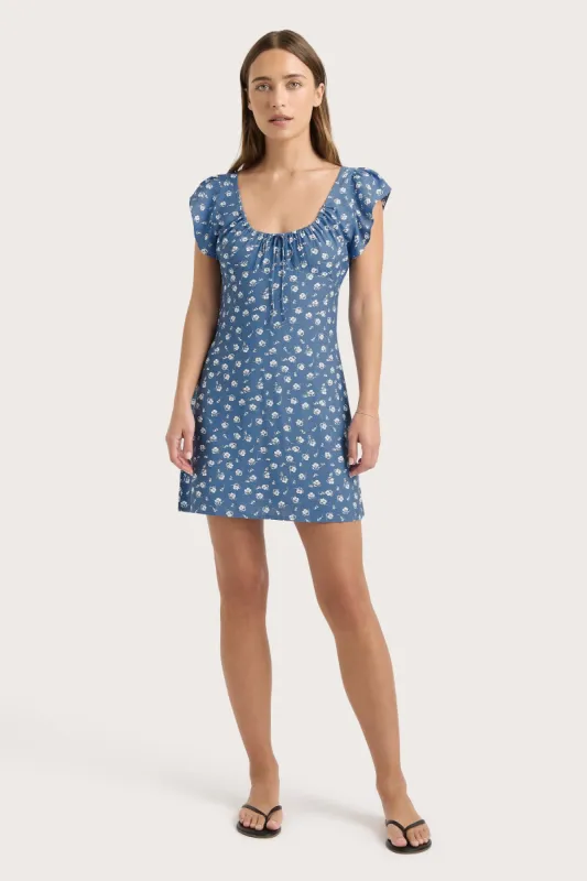 Milau Mini Dress Floral Blue sold by Faithfull the Brand