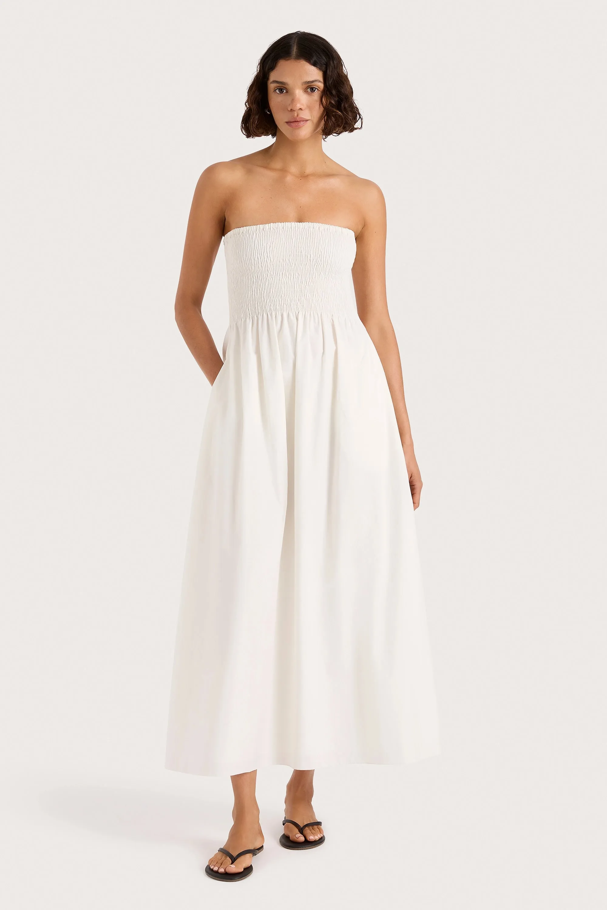 Jamie Midi Dress White sold by Faithfull the Brand