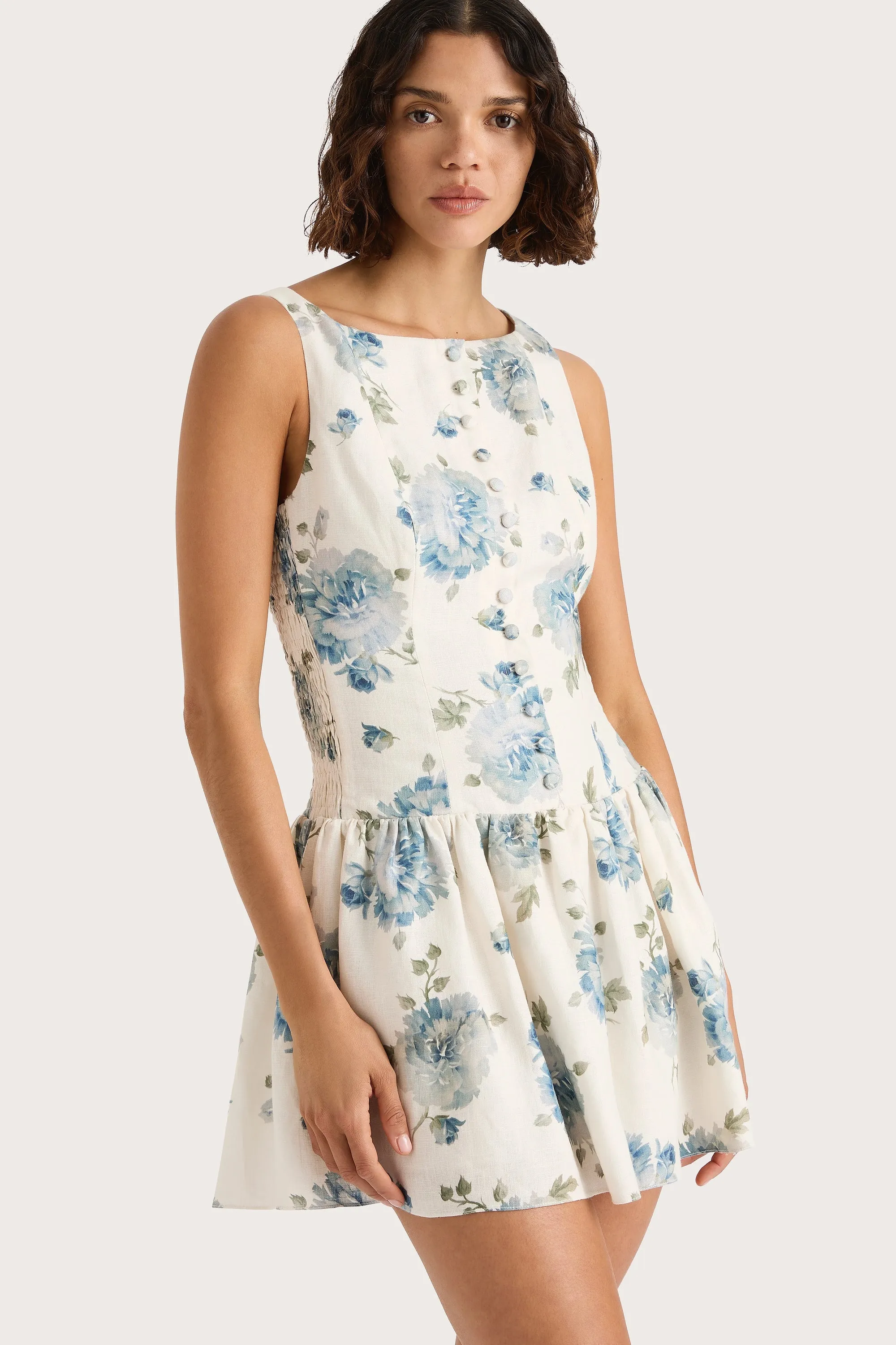 Blair Mini Dress Cecile Floral Pale Blue - Final Sale sold by Faithfull the Brand product image thumbnail 4