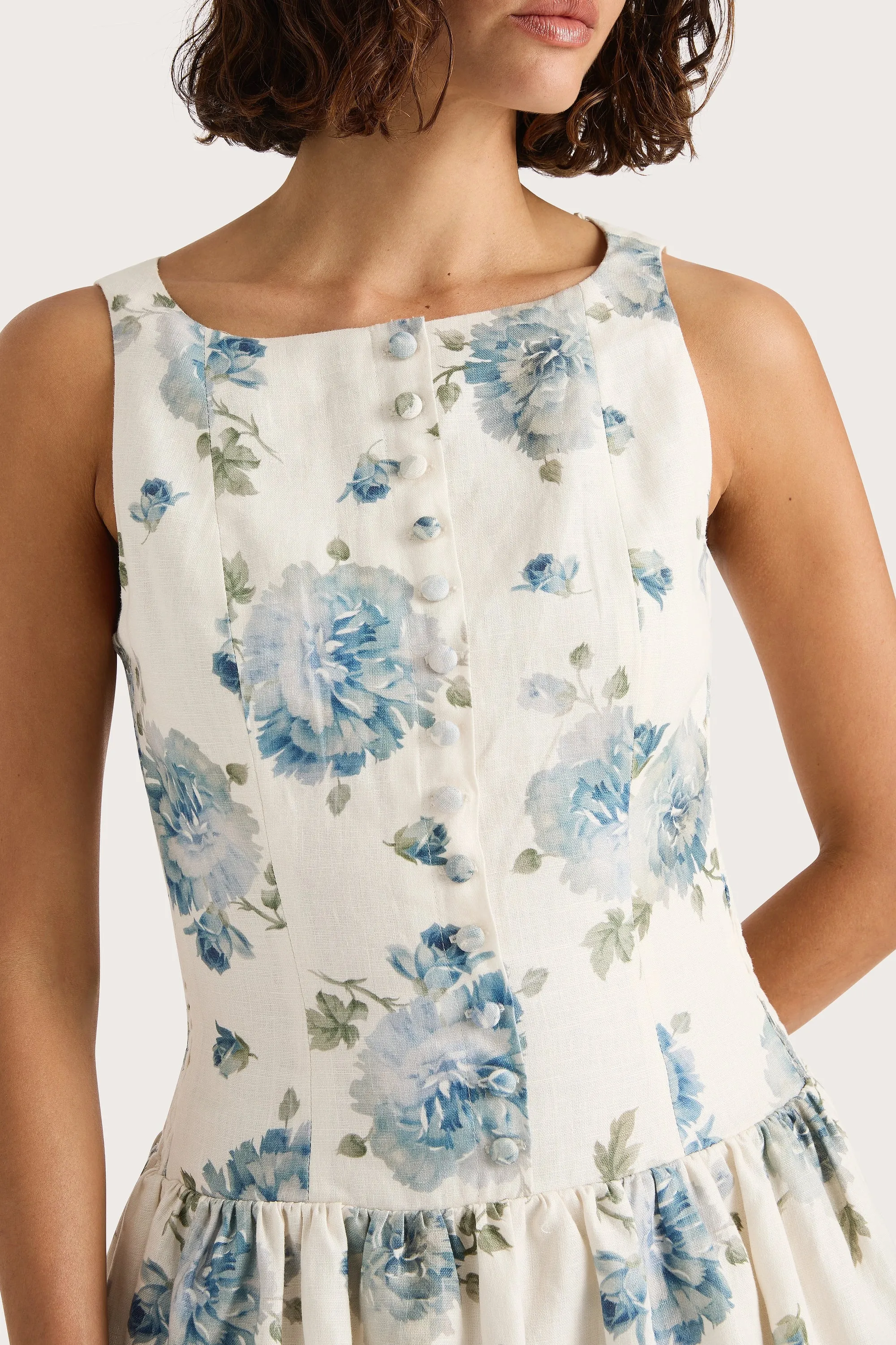 Blair Mini Dress Cecile Floral Pale Blue - Final Sale sold by Faithfull the Brand product image thumbnail 5