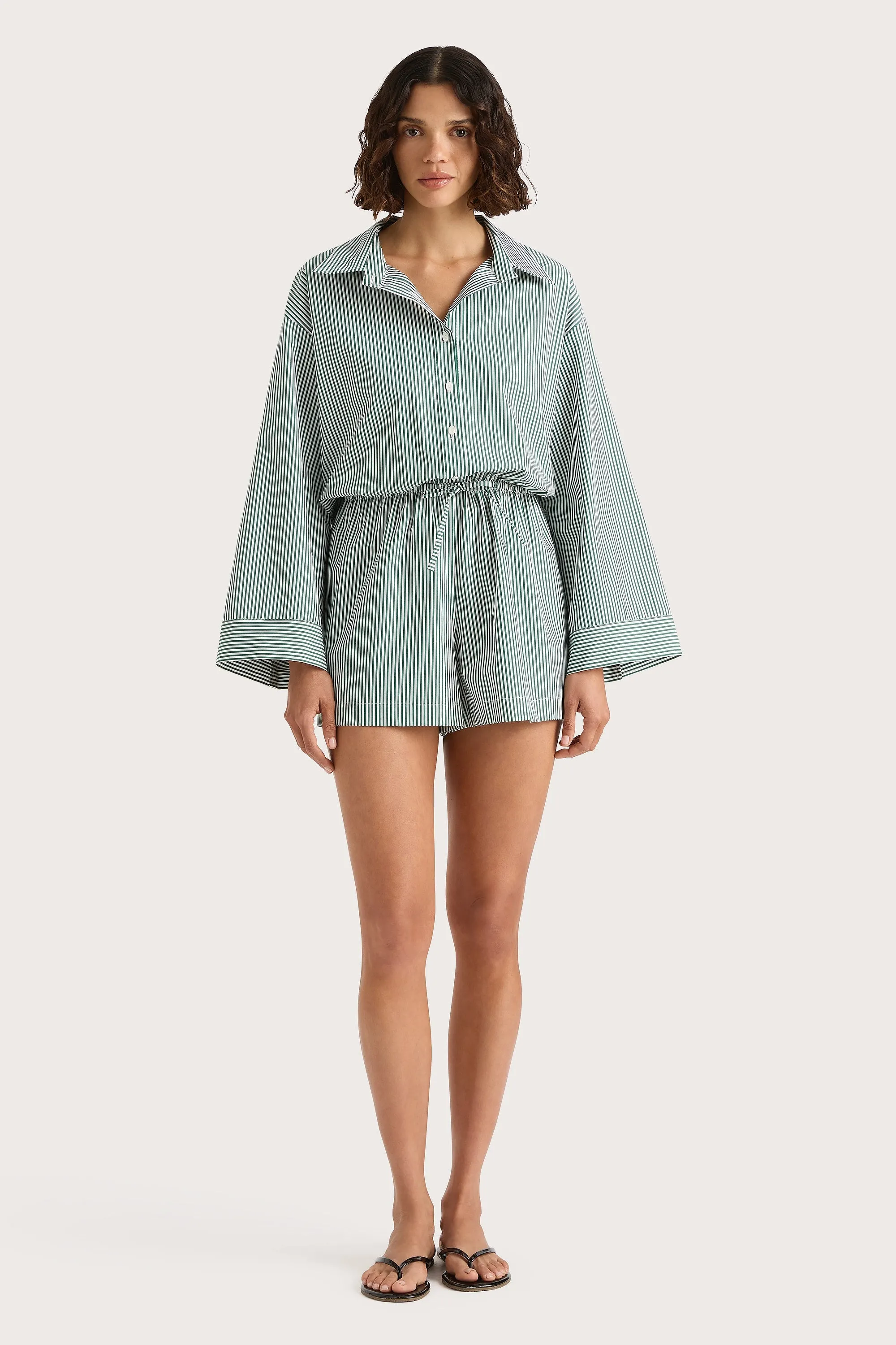 Freja Playsuit Green Stripe - Final Sale sold by Faithfull the Brand
