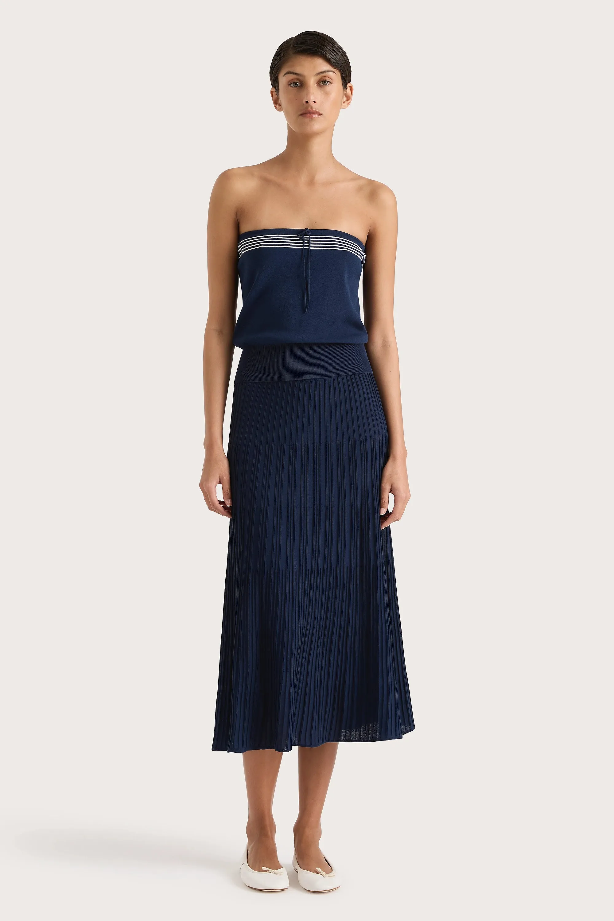 Arlette Strapless Top Navy White Stripe - Final Sale sold by Faithfull the Brand product image thumbnail 3