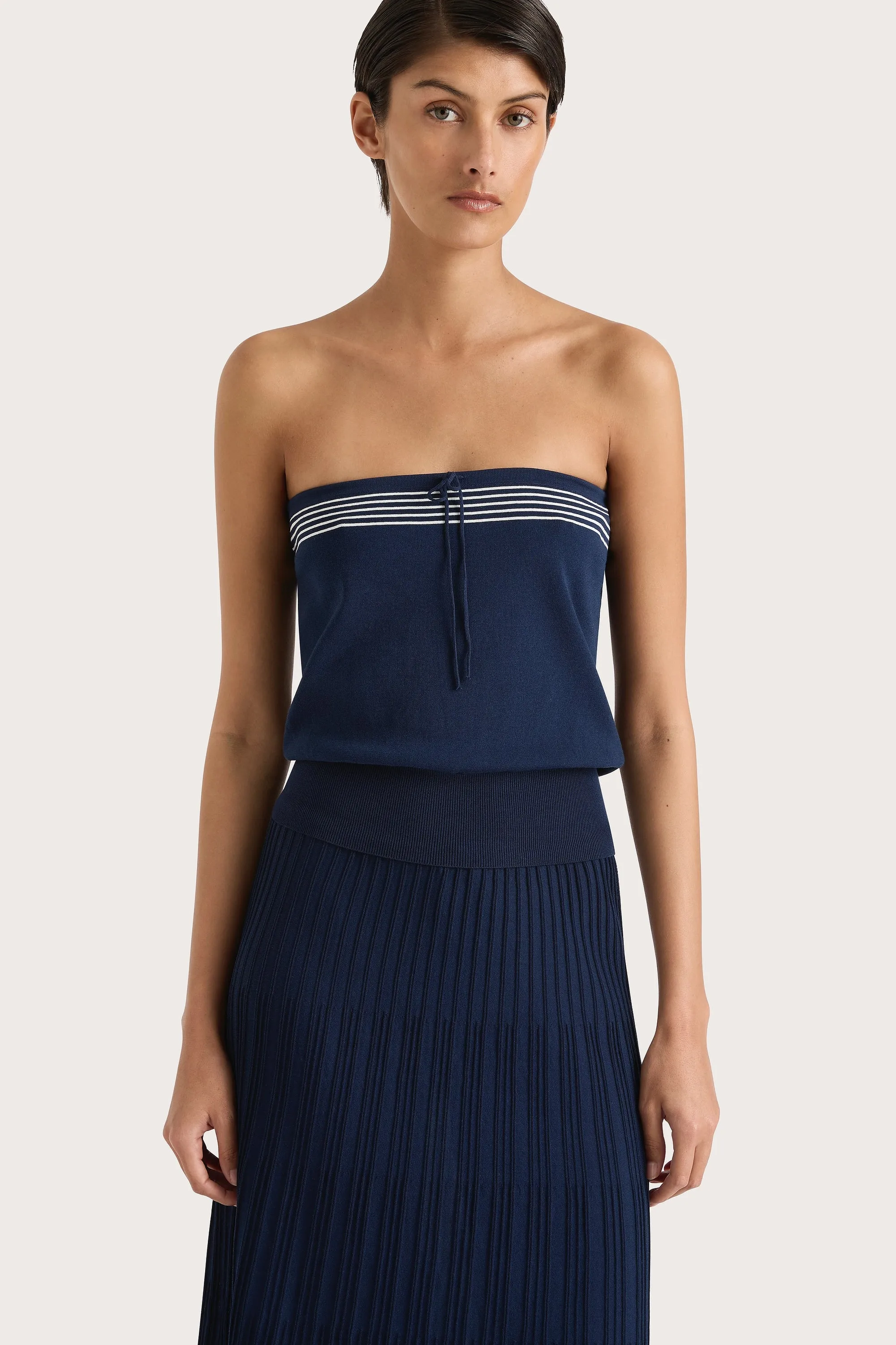 Arlette Strapless Top Navy White Stripe - Final Sale sold by Faithfull the Brand product image thumbnail 4