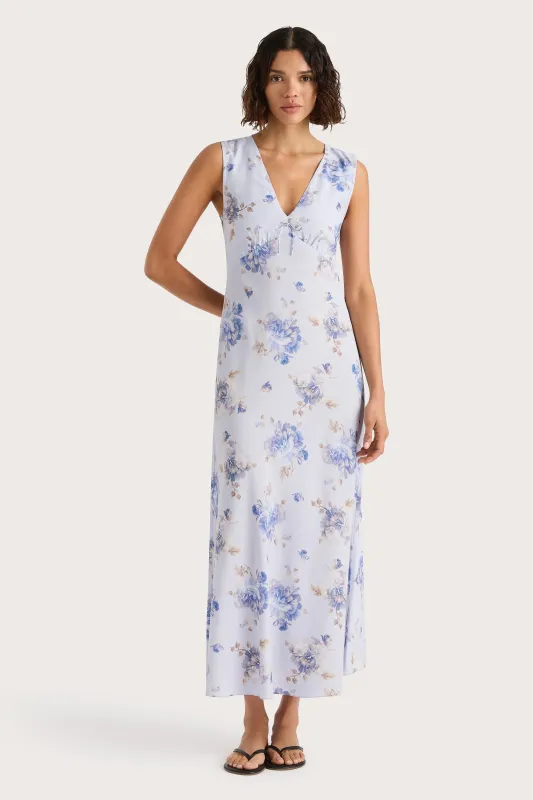 Josephine Maxi Dress Leona Floral Lilac sold by Faithfull the Brand