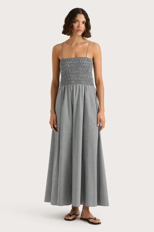 Lida Maxi Dress Gingham Black sold by Faithfull the Brand