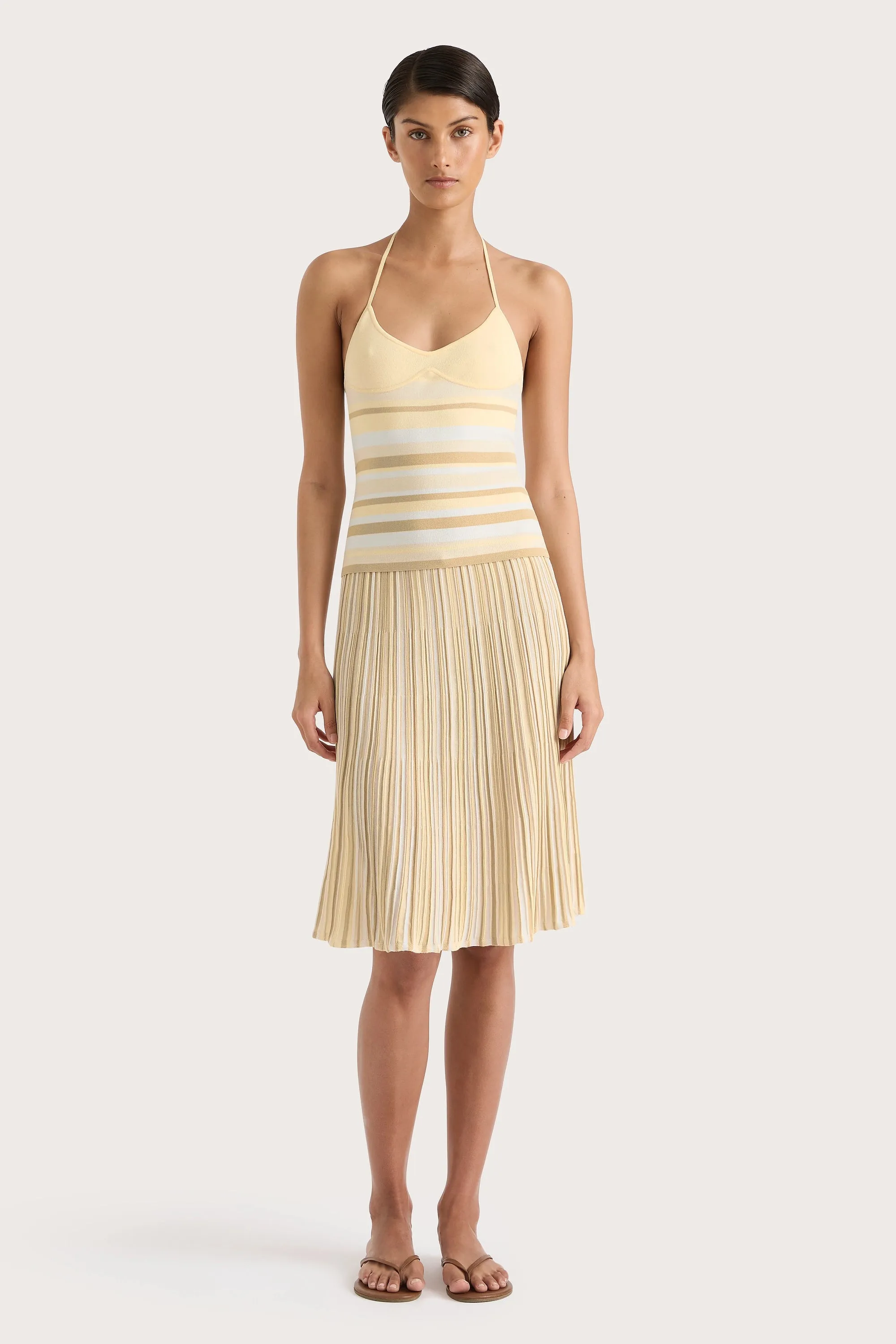 Citara Drawstring Skirt Butter Stripe - Final Sale sold by Faithfull the Brand