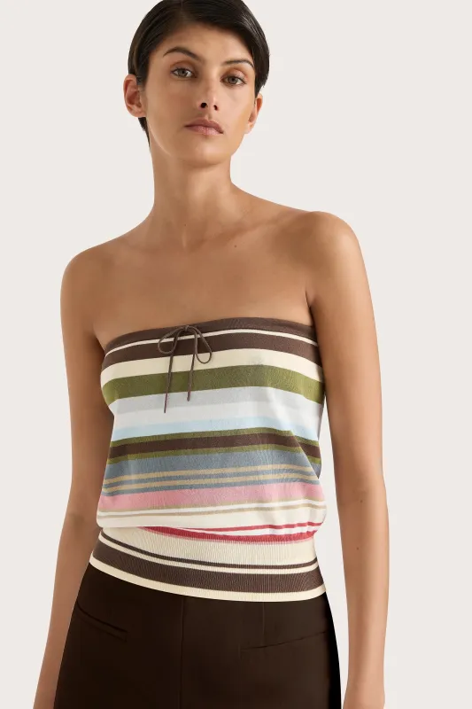 Arlette Strapless Top Meleu Stripe Multi sold by Faithfull the Brand