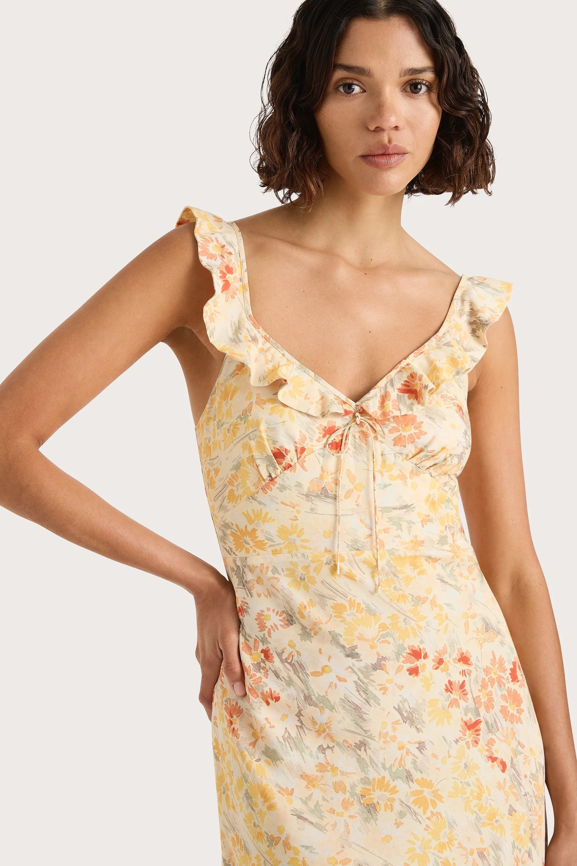 Yvonne Midi Dress Adeline Floral Yellow - Final Sale sold by Faithfull the Brand product image thumbnail 2