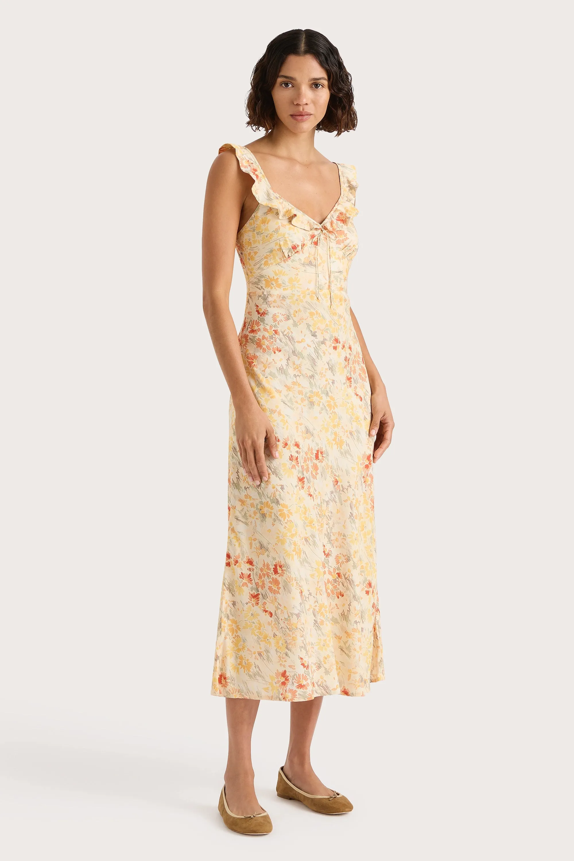 Yvonne Midi Dress Adeline Floral Yellow - Final Sale sold by Faithfull the Brand product image thumbnail 3