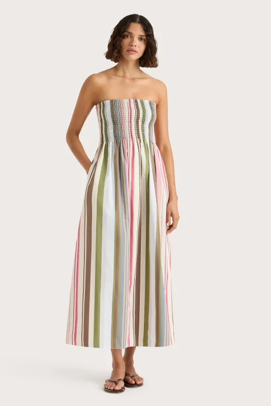 Jamie Midi Dress Meleu Stripe Multi sold by Faithfull the Brand