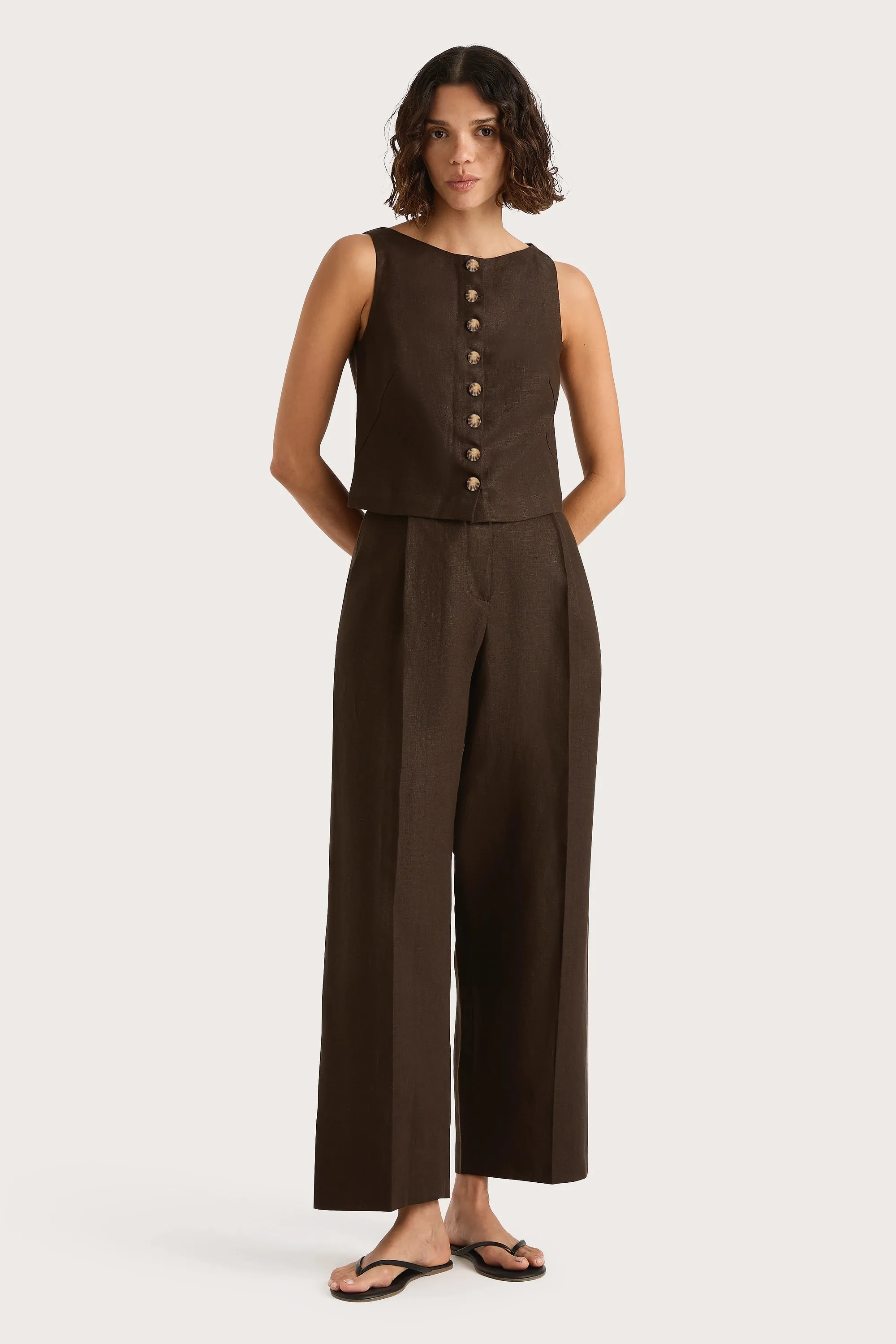 Stevie Trouser Coffee - Final Sale sold by Faithfull the Brand