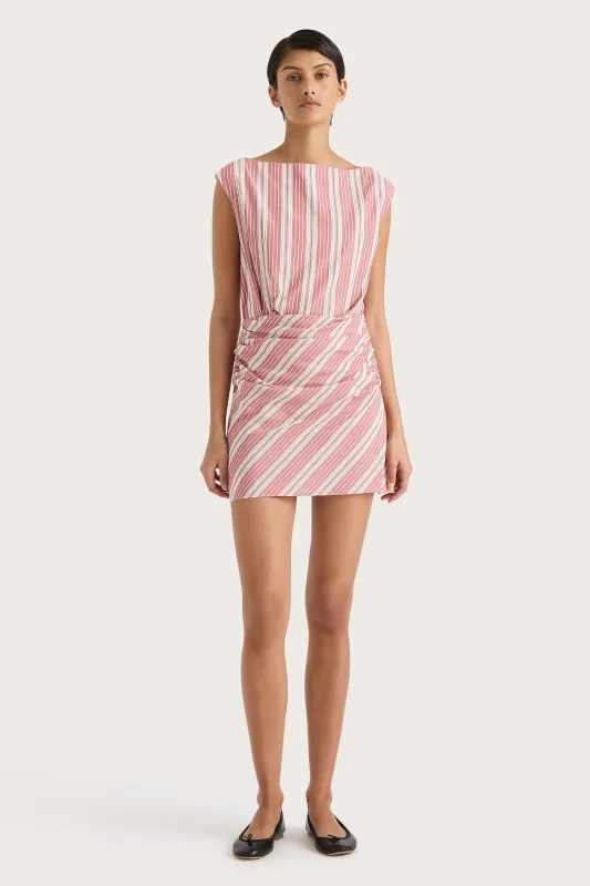 Reign Mini Dress Cherry Stripe sold by Faithfull the Brand