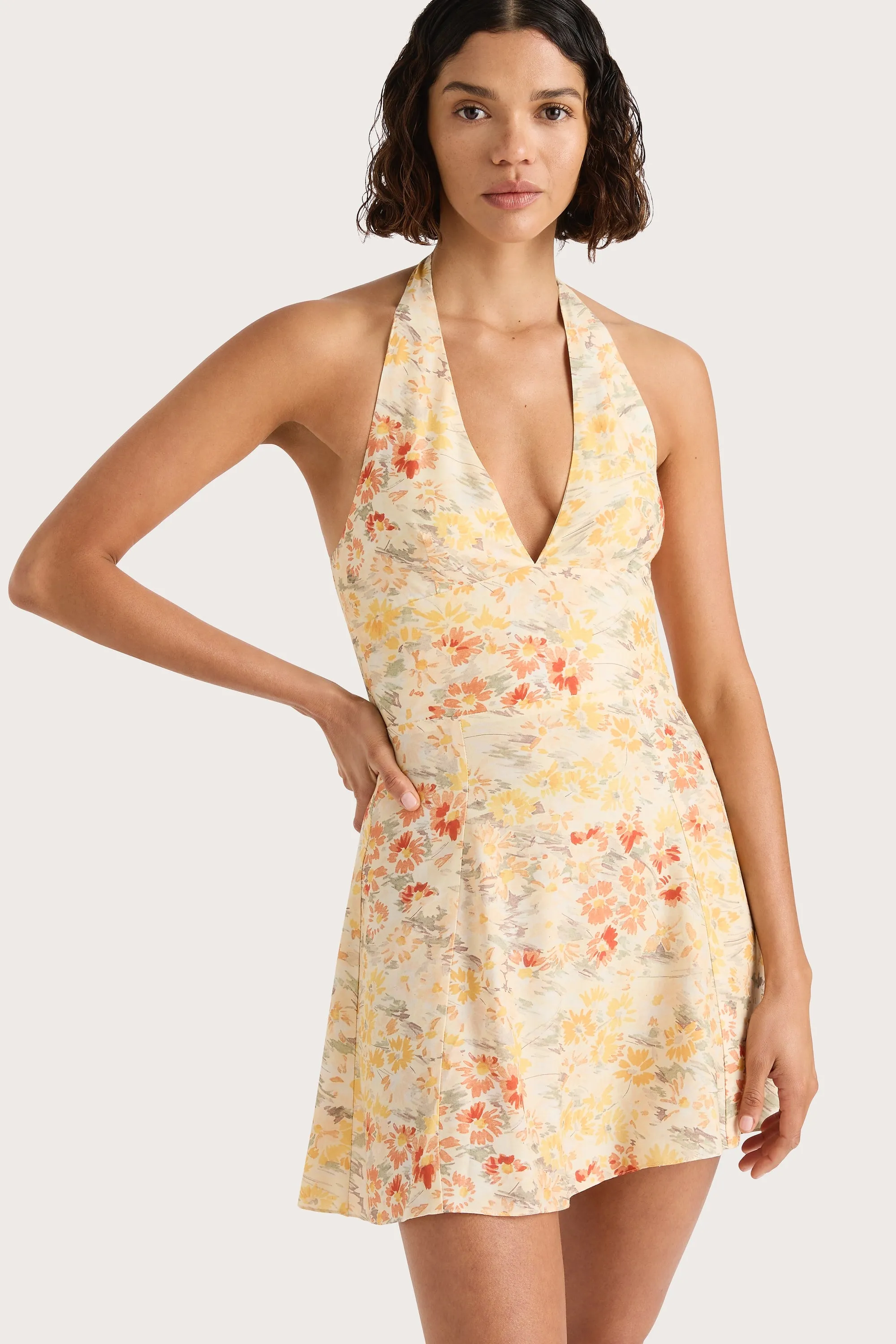 Mira Mini Dress Adeline Floral Yellow - Final Sale sold by Faithfull the Brand product image thumbnail 3