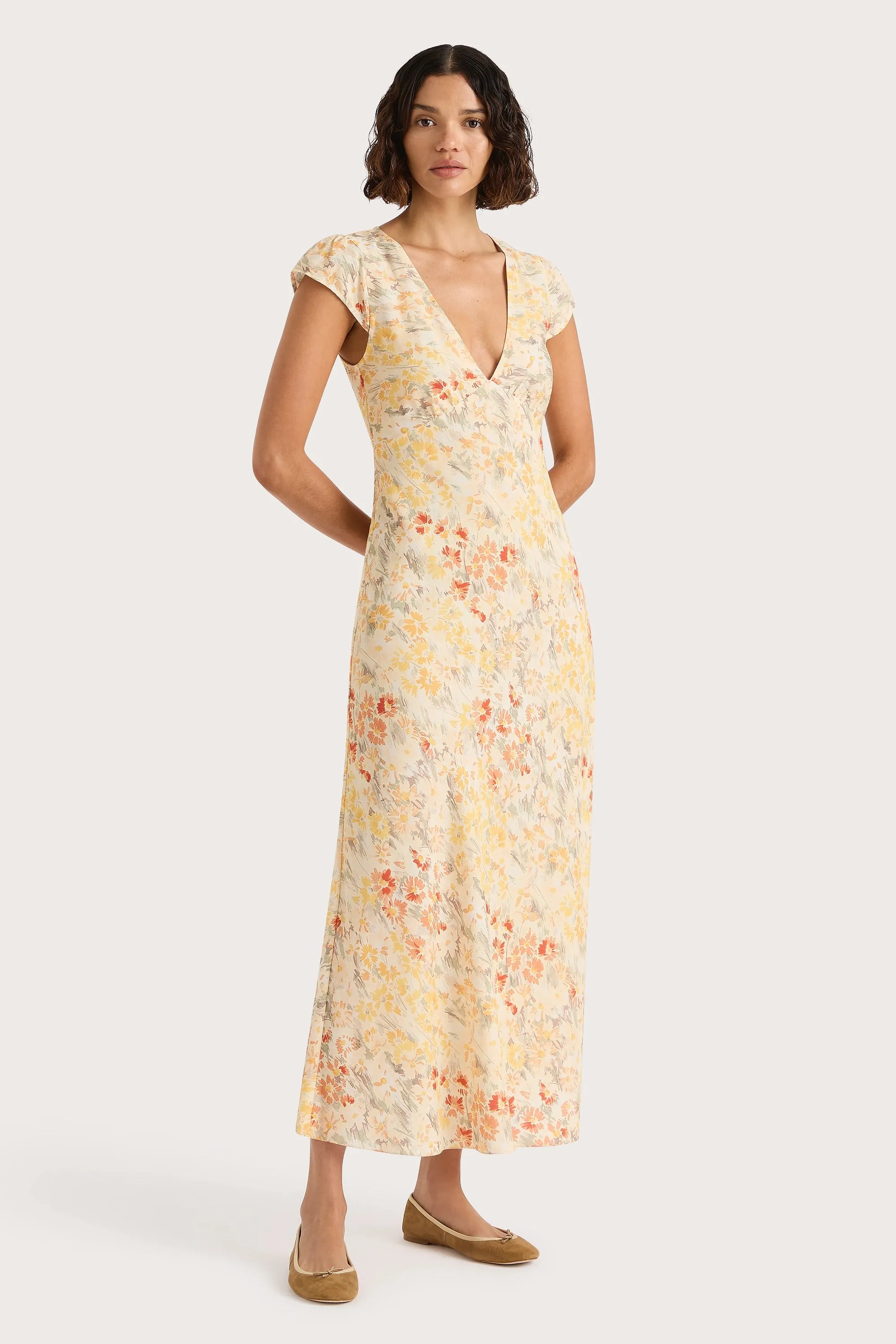 Esson Midi Dress Adeline Floral Yellow sold by Faithfull the Brand product image thumbnail 3