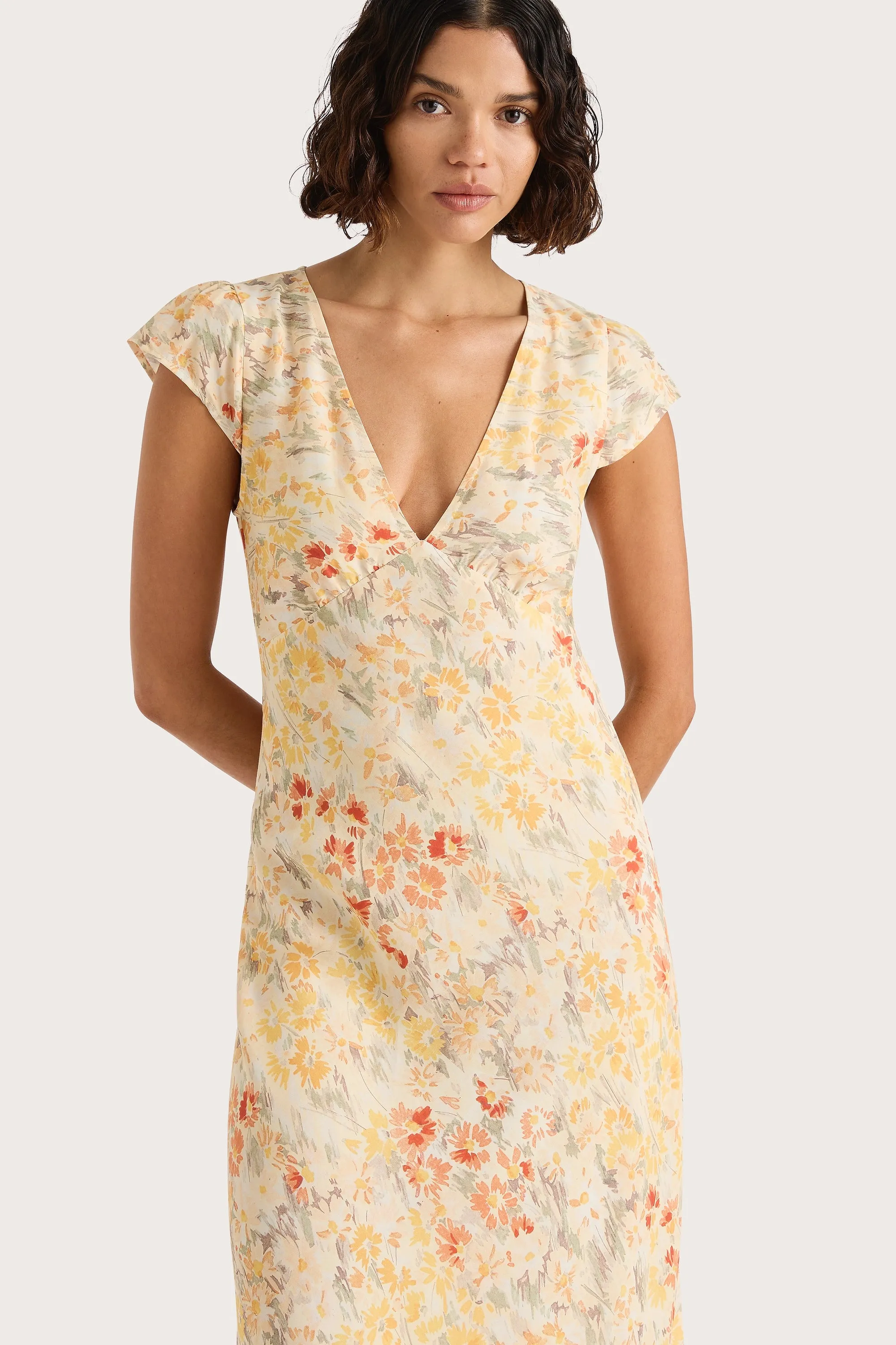 Esson Midi Dress Adeline Floral Yellow sold by Faithfull the Brand product image thumbnail 2