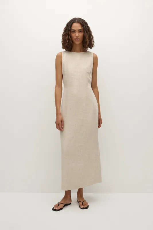Taylor Midi Dress Natural sold by Faithfull the Brand