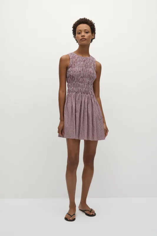 Heidi Mini Dress Gingham Deep Red - Final Sale sold by Faithfull the Brand