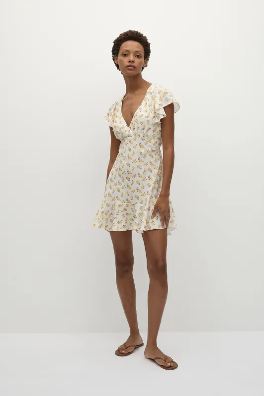 Alba Mini Dress Hazy Rose Canary sold by Faithfull the Brand