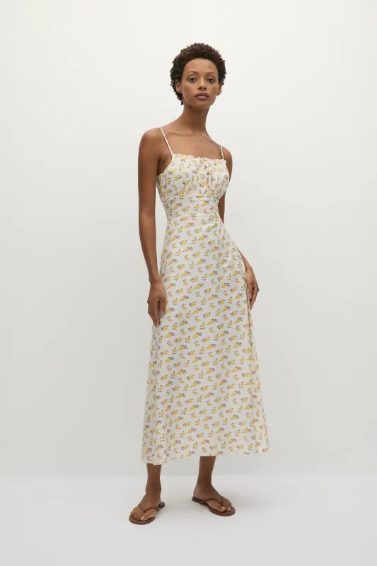 Phaedra Midi Dress Hazy Rose Canary sold by Faithfull the Brand