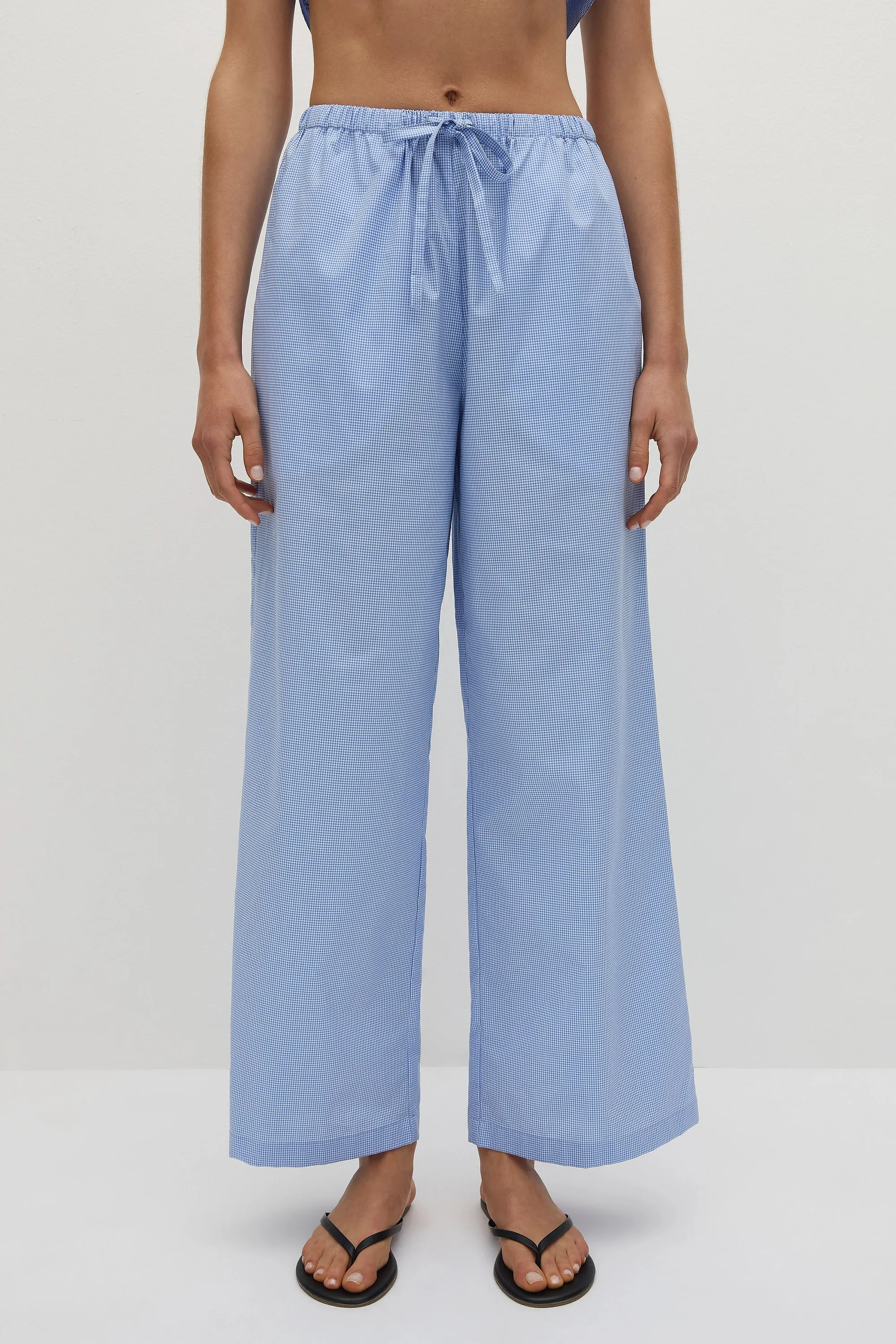 Martine Pant Micro Gingham Soft Blue - Final Sale sold by Faithfull the Brand product image thumbnail 2