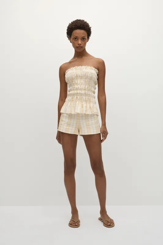 Lila Mini Shorts Piato Check sold by Faithfull the Brand