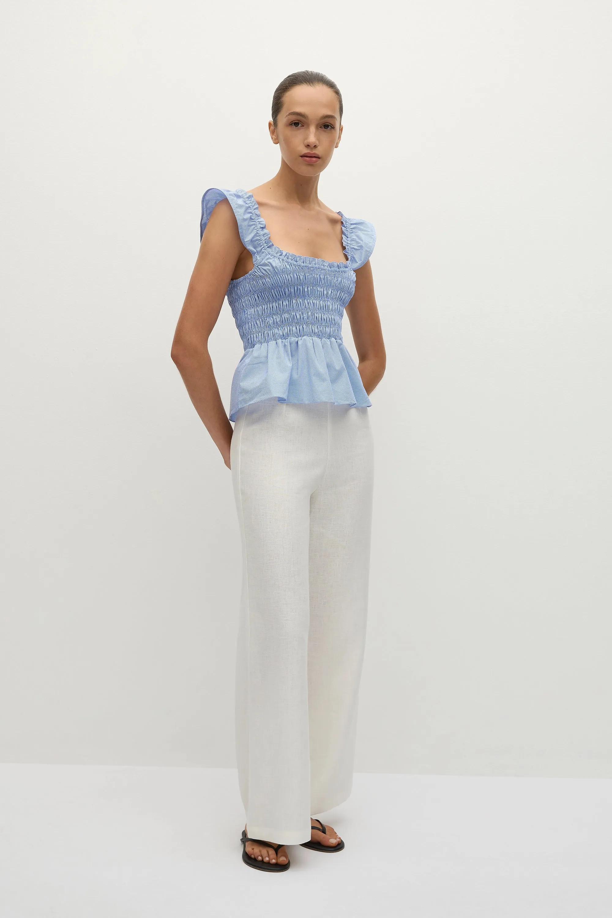 Eudora Top Micro Gingham Soft Blue - Final Sale sold by Faithfull the Brand product image thumbnail 3