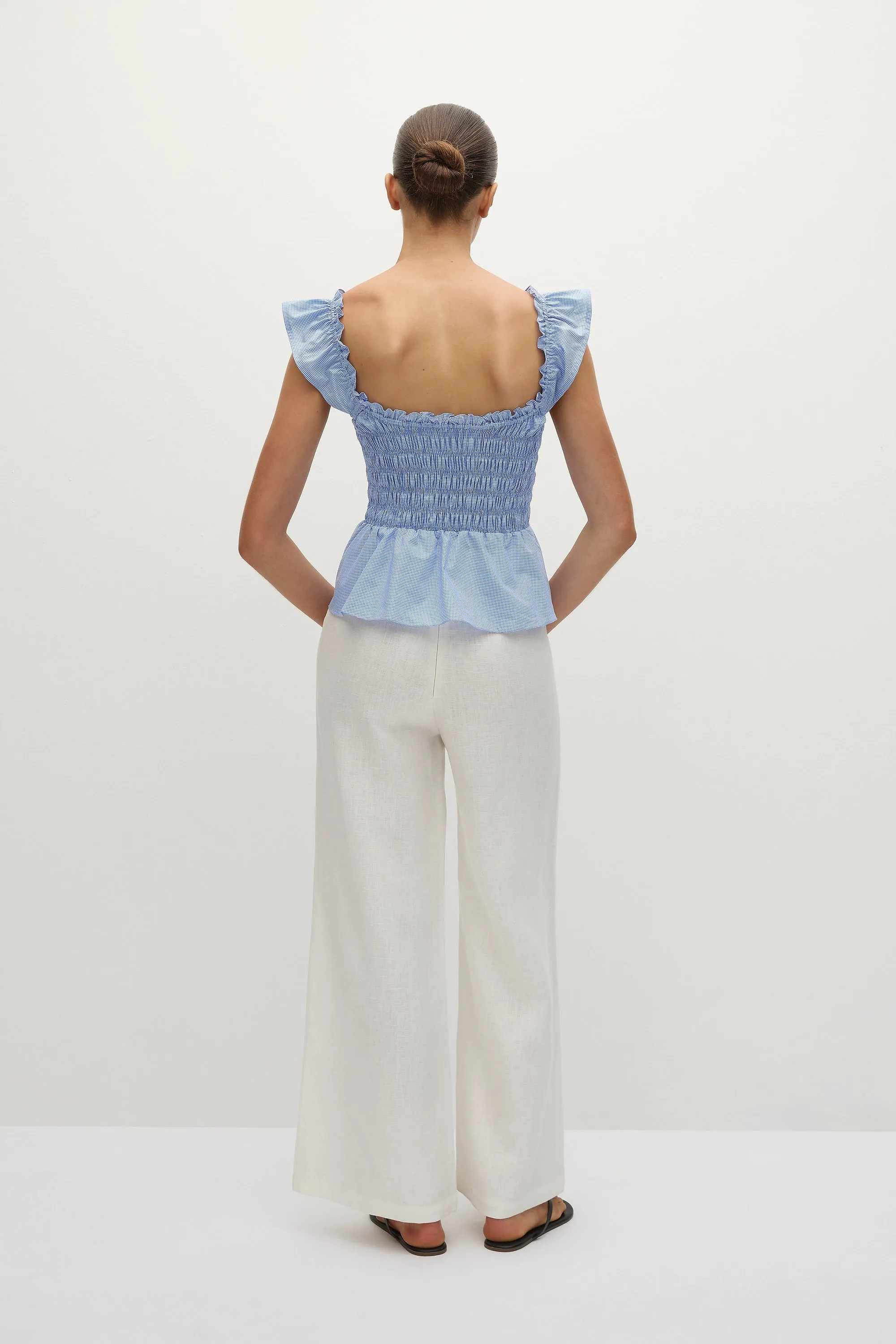 Eudora Top Micro Gingham Soft Blue - Final Sale sold by Faithfull the Brand product image thumbnail 4