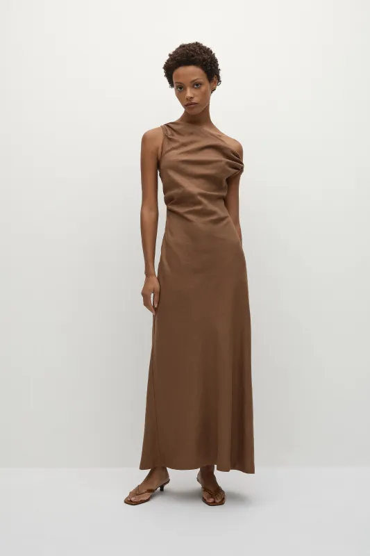 Suis Midi Dress Clay sold by Faithfull the Brand
