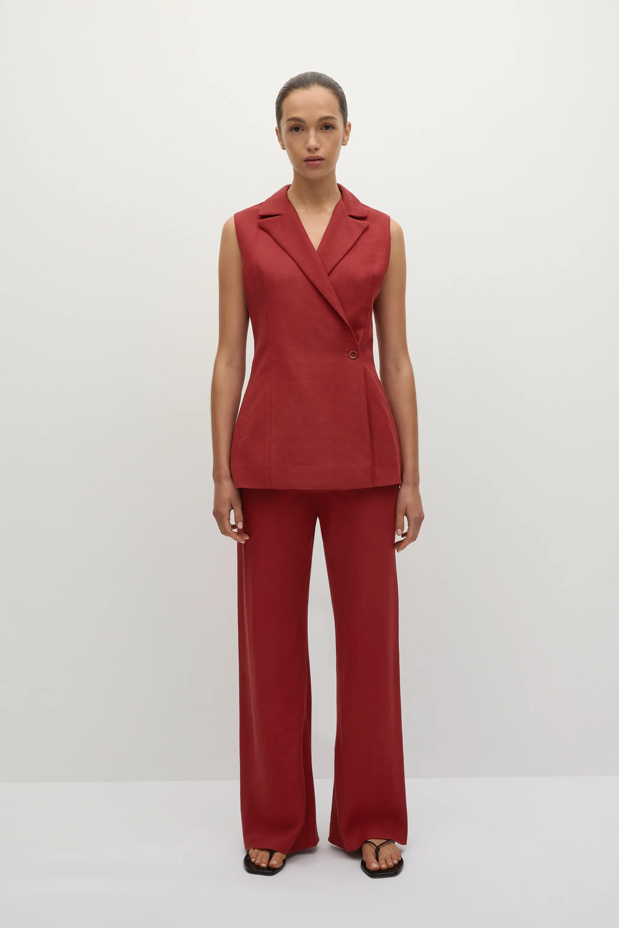 Florine Pant Deep Red - Final Sale sold by Faithfull the Brand