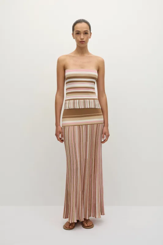 Citara Strapless Top Puce Sepia Stripe - Final Sale sold by Faithfull the Brand