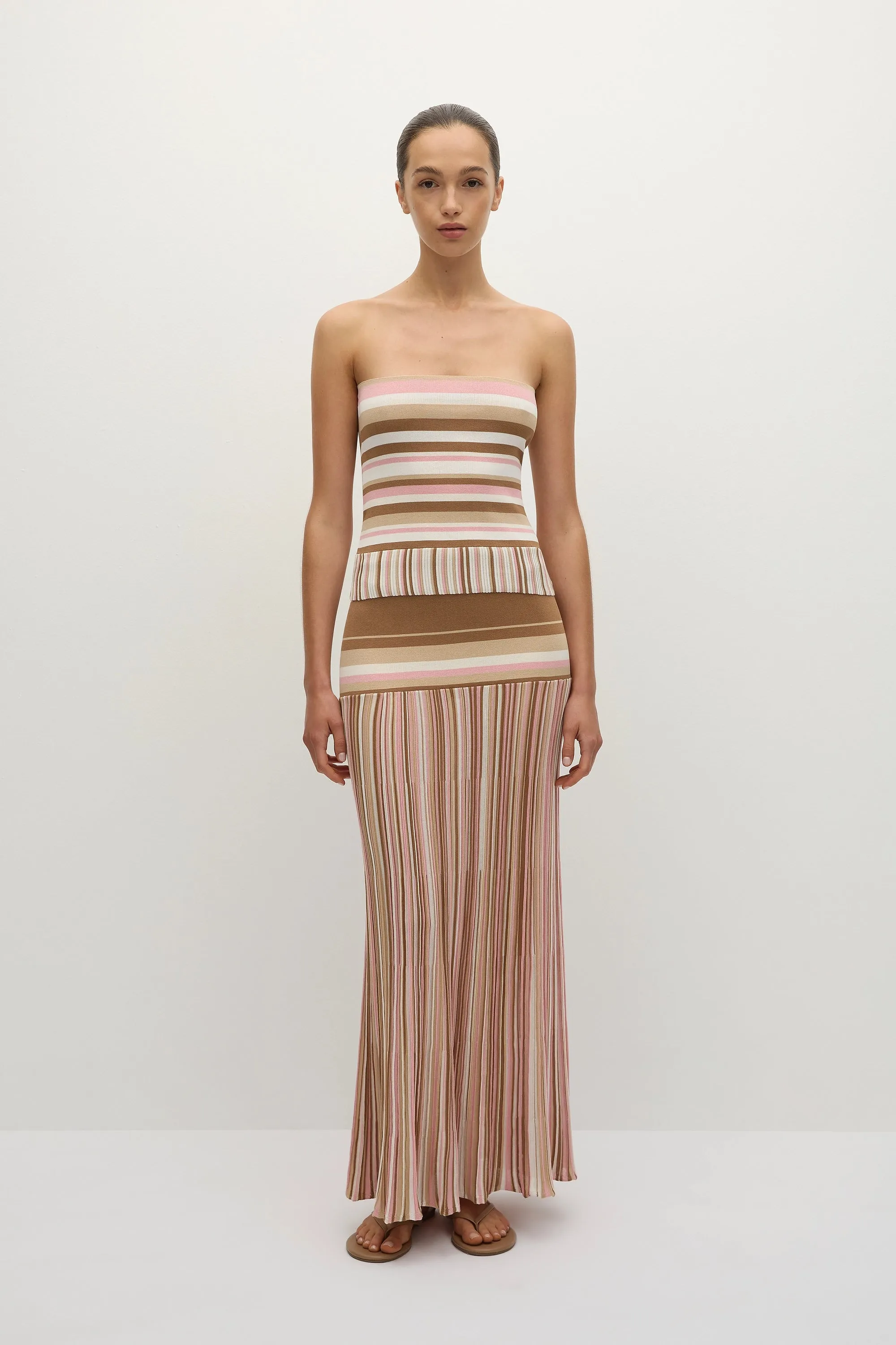Citara Strapless Top Puce Sepia Stripe - Final Sale sold by Faithfull the Brand
