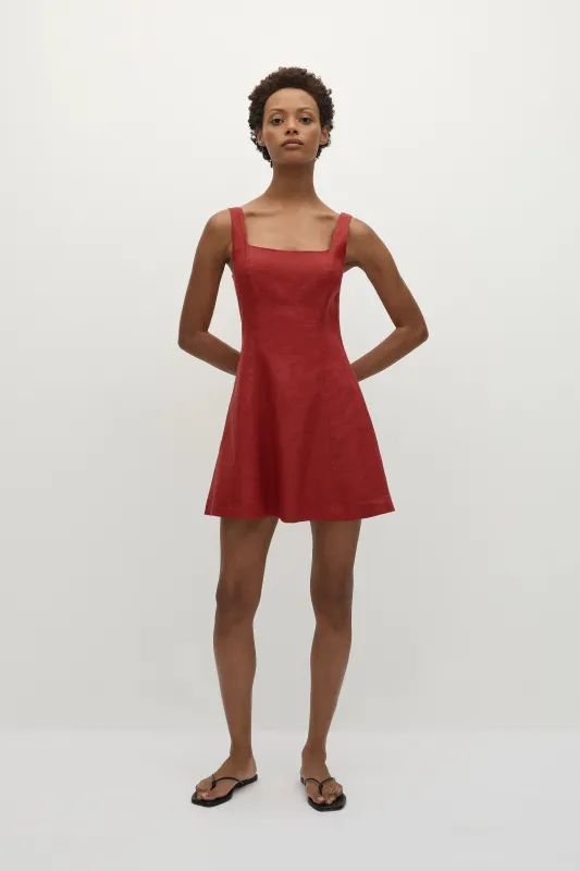 Felice Mini Dress Deep Red sold by Faithfull the Brand