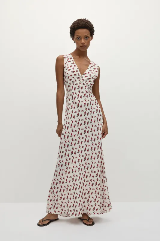 Josephine Maxi Dress Hazy Rose Deep Red sold by Faithfull the Brand