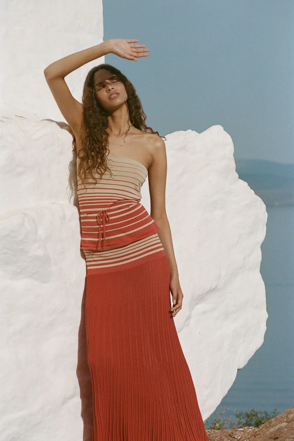 Casia Top Accordion Stripe Amber Fawn - Final Sale sold by Faithfull the Brand product image thumbnail 2