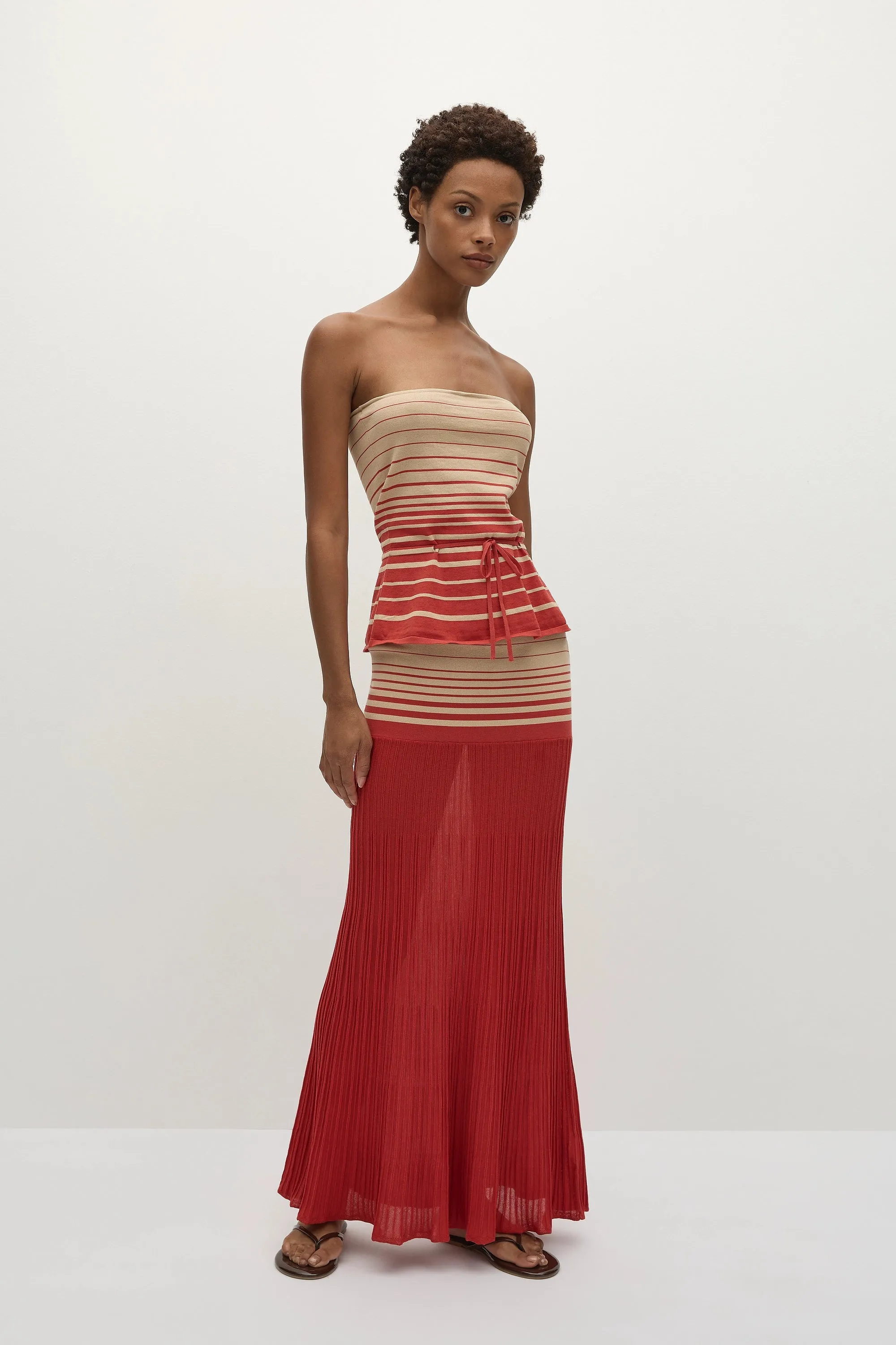 Citara Skirt Accordion Stripe Amber Fawn sold by Faithfull the Brand product image thumbnail 4