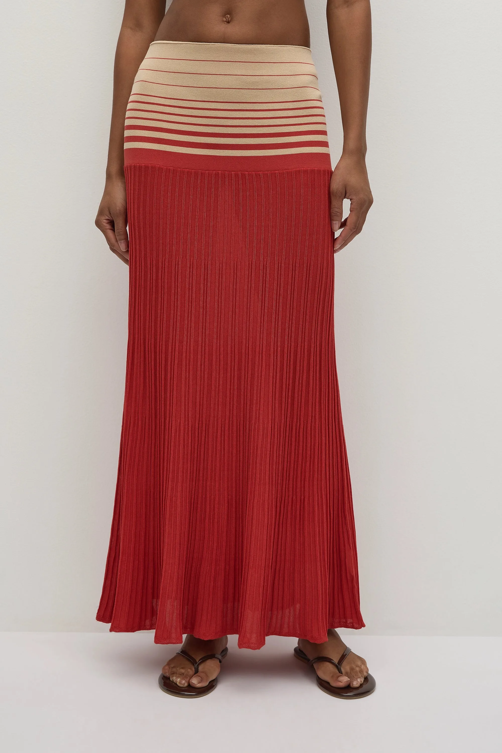 Citara Skirt Accordion Stripe Amber Fawn sold by Faithfull the Brand product image thumbnail 3