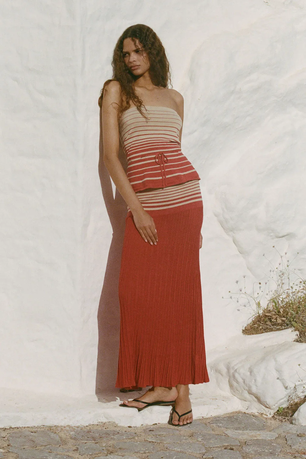 Citara Skirt Accordion Stripe Amber Fawn sold by Faithfull the Brand product image thumbnail 2