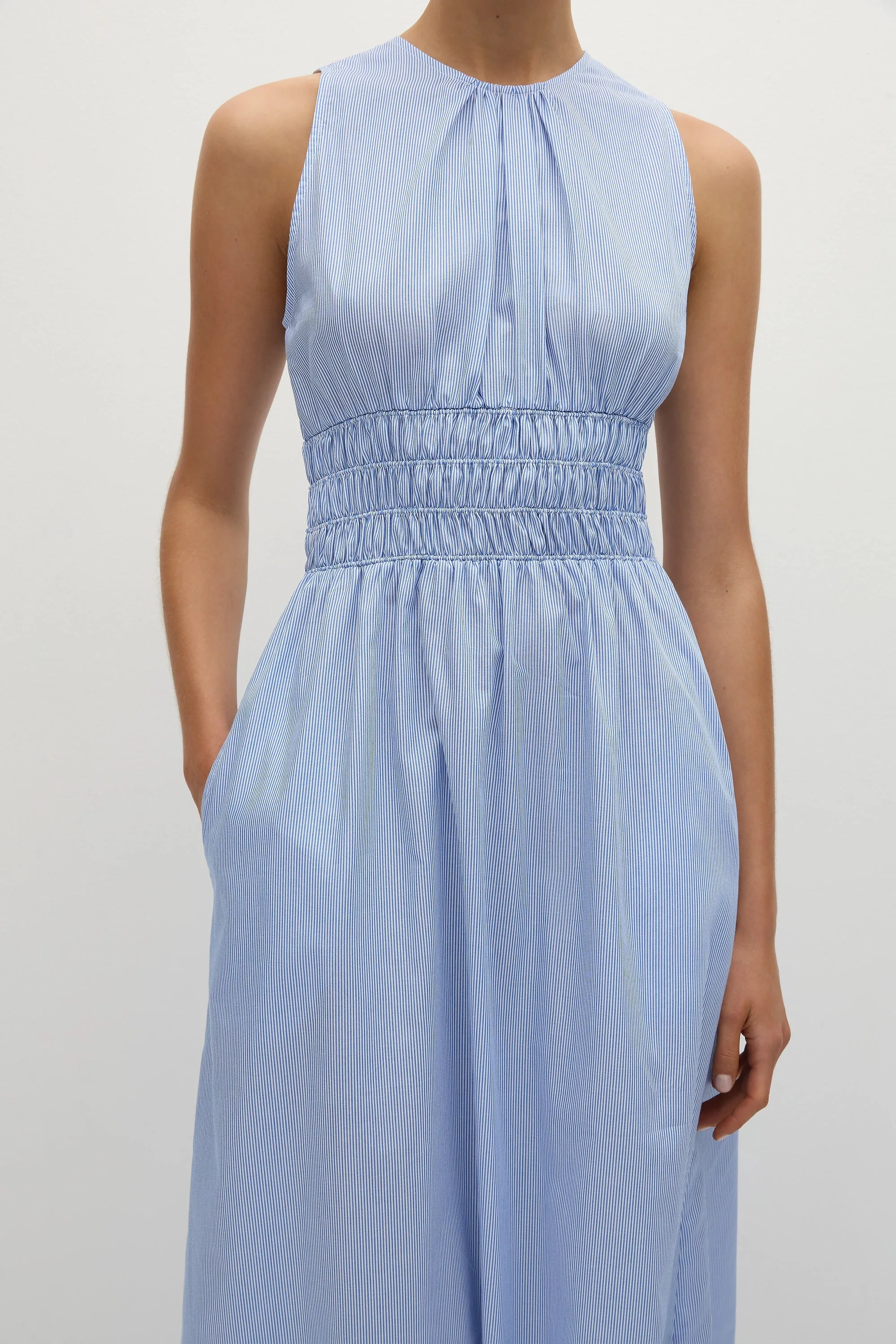 Astra Midi Dress Soft Blue Stripe - Final Sale sold by Faithfull the Brand product image thumbnail 3