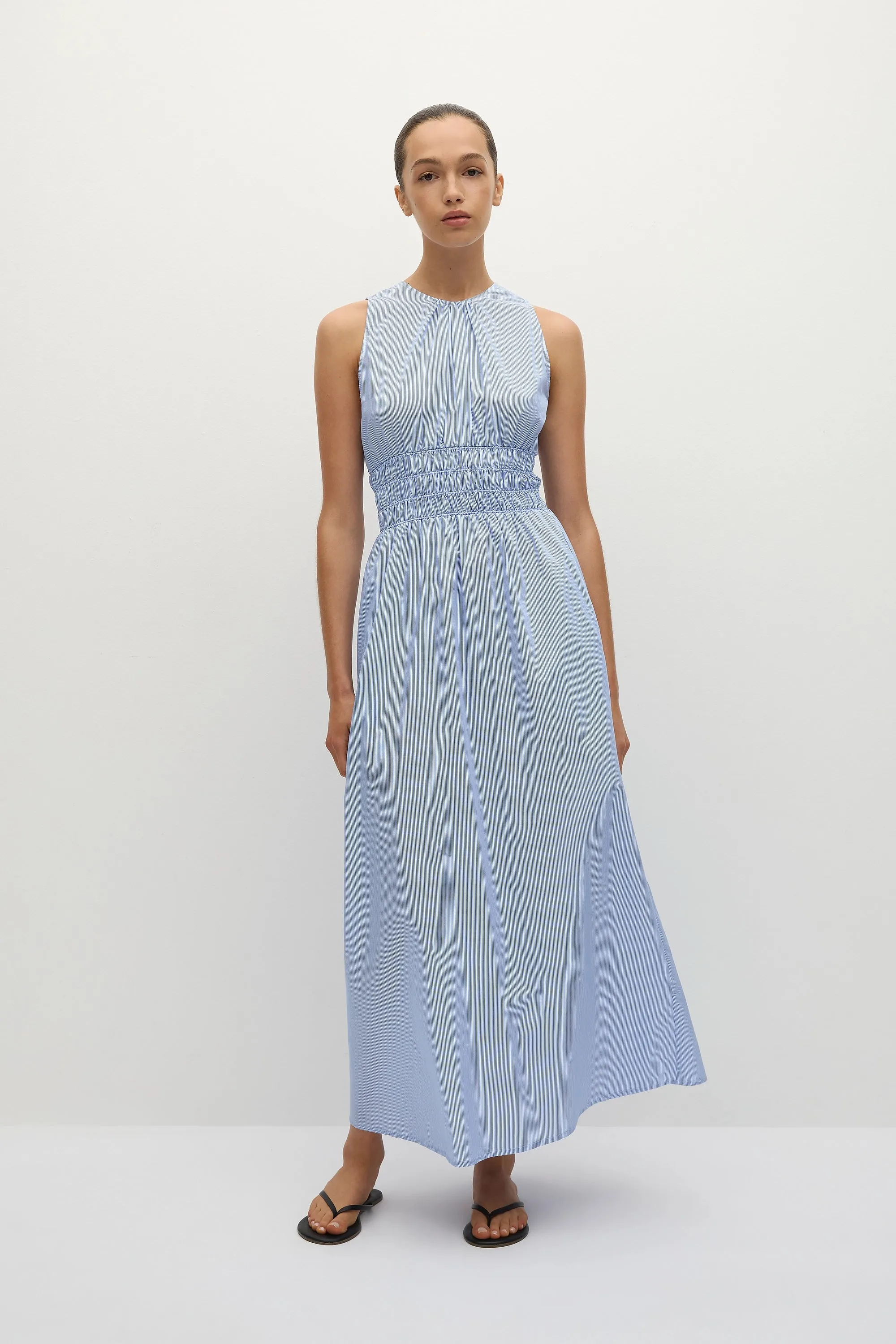 Astra Midi Dress Soft Blue Stripe - Final Sale sold by Faithfull the Brand