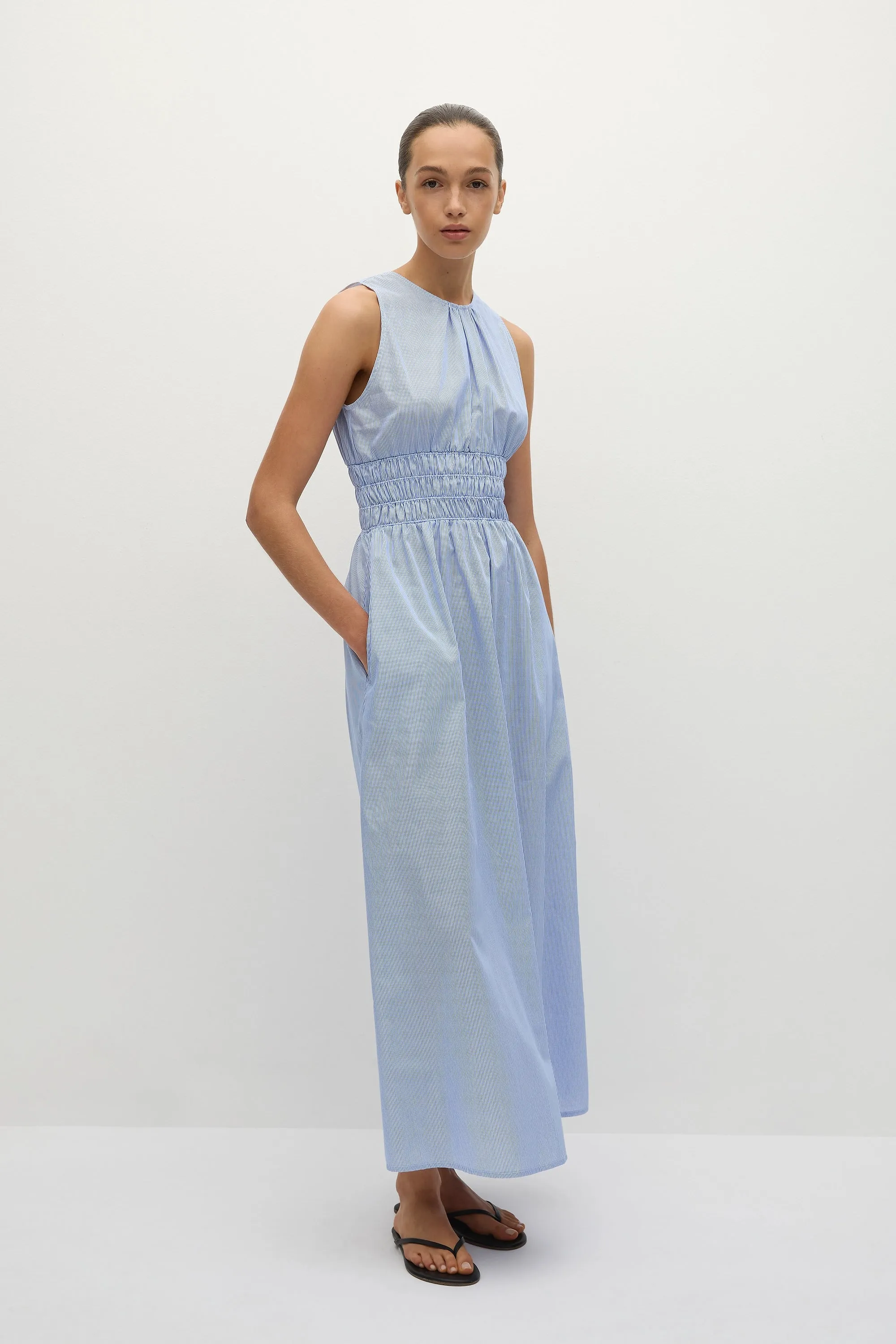 Astra Midi Dress Soft Blue Stripe - Final Sale sold by Faithfull the Brand product image thumbnail 4