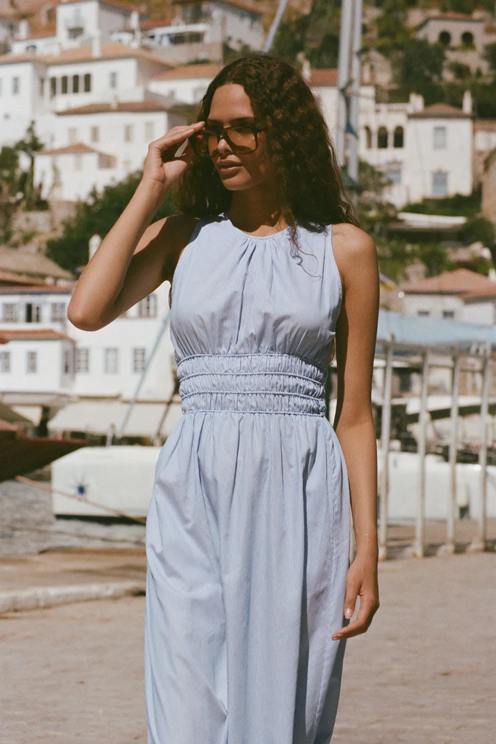 Astra Midi Dress Soft Blue Stripe - Final Sale sold by Faithfull the Brand product image thumbnail 2